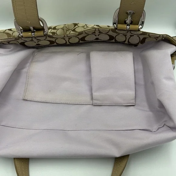 COACH Soho Y2K Shoulder Handbag Pleated Signature Canvas Leather Trim F13742 - Picture 12 of 16